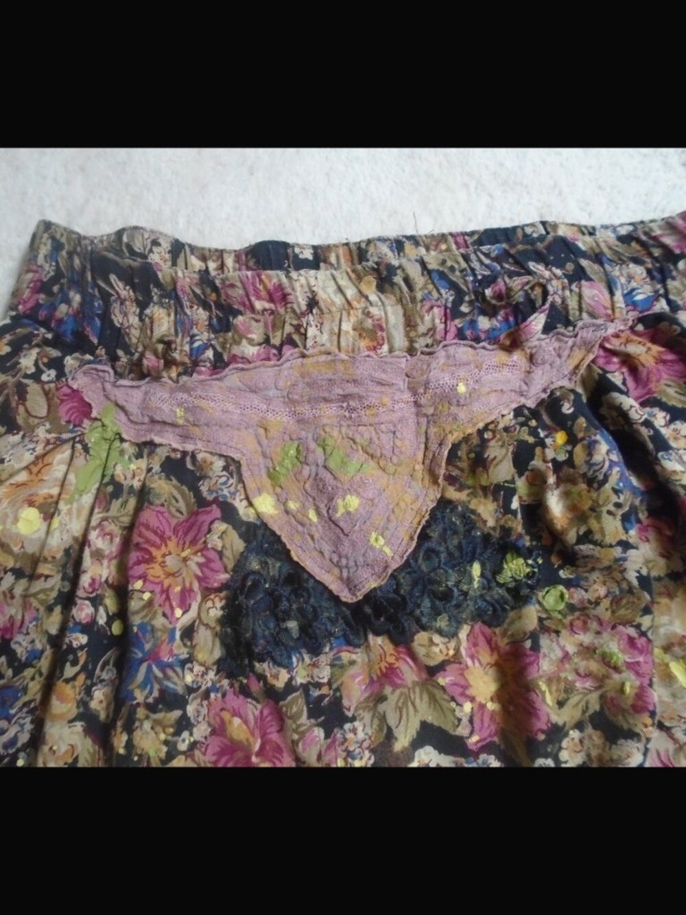 Morigirl Cropped Baggy Pants, Appliques, Paint Splatter - Imperfection Art - Picture 8 of 10